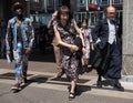 MILAN, ITALY -JUNE 16, 2018: Eccentric people in the street before MARNIE fashion show, during Milan Fashion Week Royalty Free Stock Photo