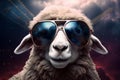 Eccentric Sheep colorful glasses animal. Generate AI