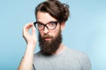 Eccentric teacher bearded hipster guy eyeglasses Royalty Free Stock Photo