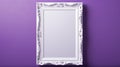 Eccentrically Quirky White Antique Frame On Purple Wall Mockup