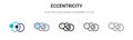 Eccentricity icon in filled, thin line, outline and stroke style. Vector illustration of two colored and black eccentricity vector