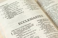 Ecclesiastes Holy Bible Old Testament open Book close-up Royalty Free Stock Photo