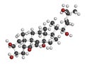 Ecdysone insect molting prohormone. 3D rendering.