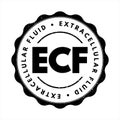 ECF Extracellular fluid - body fluid that is not contained in cells, acronym text concept stamp