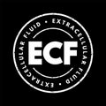 ECF Extracellular fluid - body fluid that is not contained in cells, acronym text concept stamp