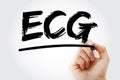 ECG - electrocardiogram acronym with marker, concept background Royalty Free Stock Photo