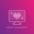 Ecg, heart diagnostic, electrocardiography icon