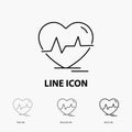 ecg, heart, heartbeat, pulse, beat Icon in Thin, Regular and Bold Line Style. Vector illustration Royalty Free Stock Photo