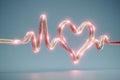 ECG line transforming into a heart shape, soft pink and red light, romantic concept Royalty Free Stock Photo