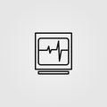 Ecg machine icon. Heart rate monitoring, medical equipment symbol