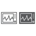 Ecg machine line and glyph icon, medicine s 10. Royalty Free Stock Photo