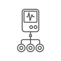 Ecg machine line icon. linear style sign for mobile concept and web design. Heart rate measure outline vector icon. Cardiology