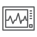 Ecg machine line icon, medicine and cardiology Royalty Free Stock Photo