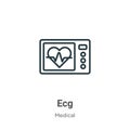 Ecg outline vector icon. Thin line black ecg icon, flat vector simple element illustration from editable medical concept isolated Royalty Free Stock Photo
