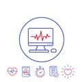 Ecg procedure, heart diagnostic icons