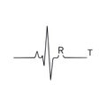 Ecg waveform displaying r and t waves isolated on white background Royalty Free Stock Photo