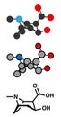 Ecgonine coca alkaloid molecule. Metabolite of cocaine