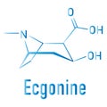 Ecgonine coca alkaloid molecule. Metabolite of cocaine. Skeletal formula.