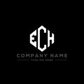 ECH letter logo design with polygon shape. ECH polygon and cube shape logo design. ECH hexagon vector logo template white and Royalty Free Stock Photo