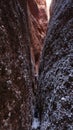 Echidna Chasm rock slot canyon with high walls within the Bungle Bungle Mountain Range of Purnululu National Park in Western Austr Royalty Free Stock Photo