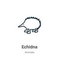 Echidna outline vector icon. Thin line black echidna icon, flat vector simple element illustration from editable animals concept