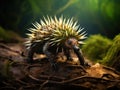 A echidna Tachyglossus aculeatus walking on the