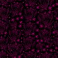 Echinacea Garden-Monochromatic Flowers. Seamless Repeat Pattern Background .