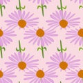 Echinacea vector seamless pattern, pink background design