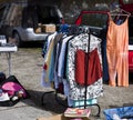 Eching, Germany - open air flea market , second hand clothes