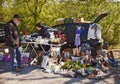 Eching, Germany - stall with merchandise at spring flea market Royalty Free Stock Photo