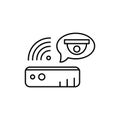 Echo dot, camera icon. Simple line, outline vector elements of voice assistant for ui and ux, website or mobile application
