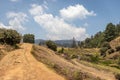 Echo Village with leading road and blue sky Royalty Free Stock Photo