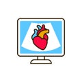 Echocardiogram machine color line icon. Medical and scientific concept. Pictogram for web, mobile app, promo. UI UX