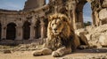 Echoes of Majesty: Lion\'s Journey Through Ancient Ruins