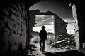 Echoes of the Past: Man Exploring Abandoned Places. Generative AI