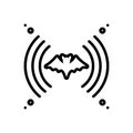 Black line icon for Echolocation, bat and insect Royalty Free Stock Photo