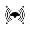 Black solid icon for Echolocation, bat and insect Royalty Free Stock Photo