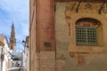 Ecija, Spain, March 9, 2022. View of the colorful Palacio de Penaflor in the city of Ecija, in Seville, Spain