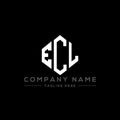 ECL letter logo design with polygon shape. ECL polygon and cube shape logo design. ECL hexagon vector logo template white and Royalty Free Stock Photo