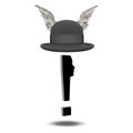 Eclaimation mark face with winged bowler Royalty Free Stock Photo