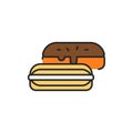 Eclair color line icon. Isolated vector element.