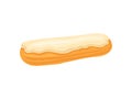 Eclair is covered with icing. Vector illustration on white background. Royalty Free Stock Photo