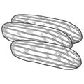 Eclair dessert snack isolated doodle hand drawn sketch with outline style