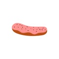 Eclair, icon of dessert, cartoon style vector illustration isolated on white Royalty Free Stock Photo