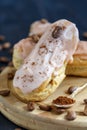 Eclairs with custard coffee cream.