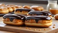 Eclairs dessert pastry sweet food cream pastry bakery.