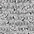 Eclectic fabric seamless pattern. Ethnic background with baroque ornament.