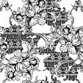 Eclectic fabric seamless pattern. Ethnic background with baroque ornament.