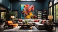 Eclectic living room with a combination of various styles and accen