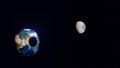 The eclipse, the earth and moon in same scene (Elements of this image furnished by NASA), 3D rendering Royalty Free Stock Photo